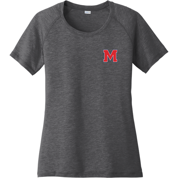 Mount St. Charles Ladies PosiCharge Tri-Blend Wicking Scoop Neck Raglan Tee