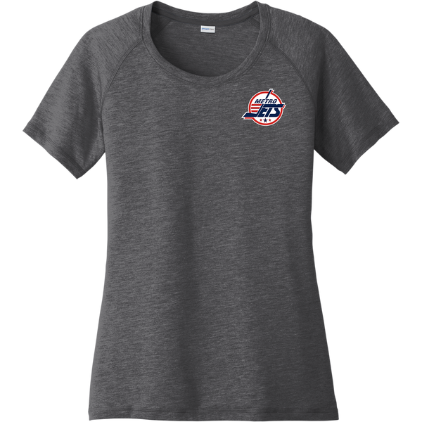 Metro Jets Ladies PosiCharge Tri-Blend Wicking Scoop Neck Raglan Tee