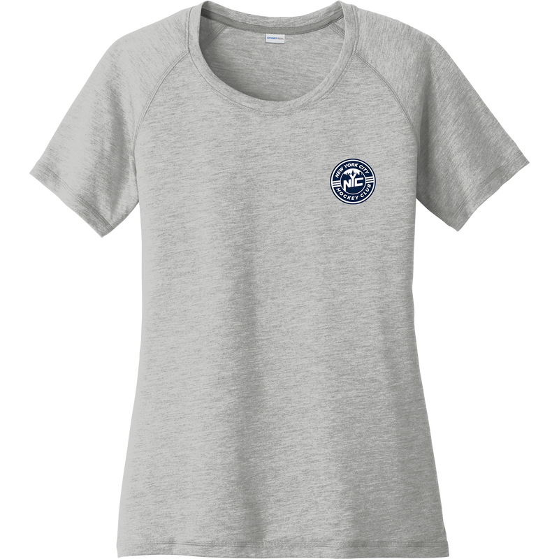 NYC Hockey Club Ladies PosiCharge Tri-Blend Wicking Scoop Neck Raglan Tee